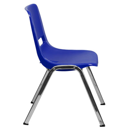 880 lb. Capacity Navy Shell Stack Chair with Chrome Frame and 18'' Seat Height