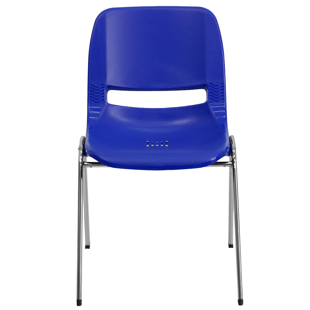 880 lb. Capacity Navy Shell Stack Chair with Chrome Frame and 18'' Seat Height
