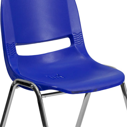 880 lb. Capacity Navy Shell Stack Chair with Chrome Frame and 18'' Seat Height