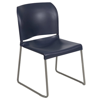 Navy Full Back Contoured Stack Chair with Gray Powder Coated Sled Base