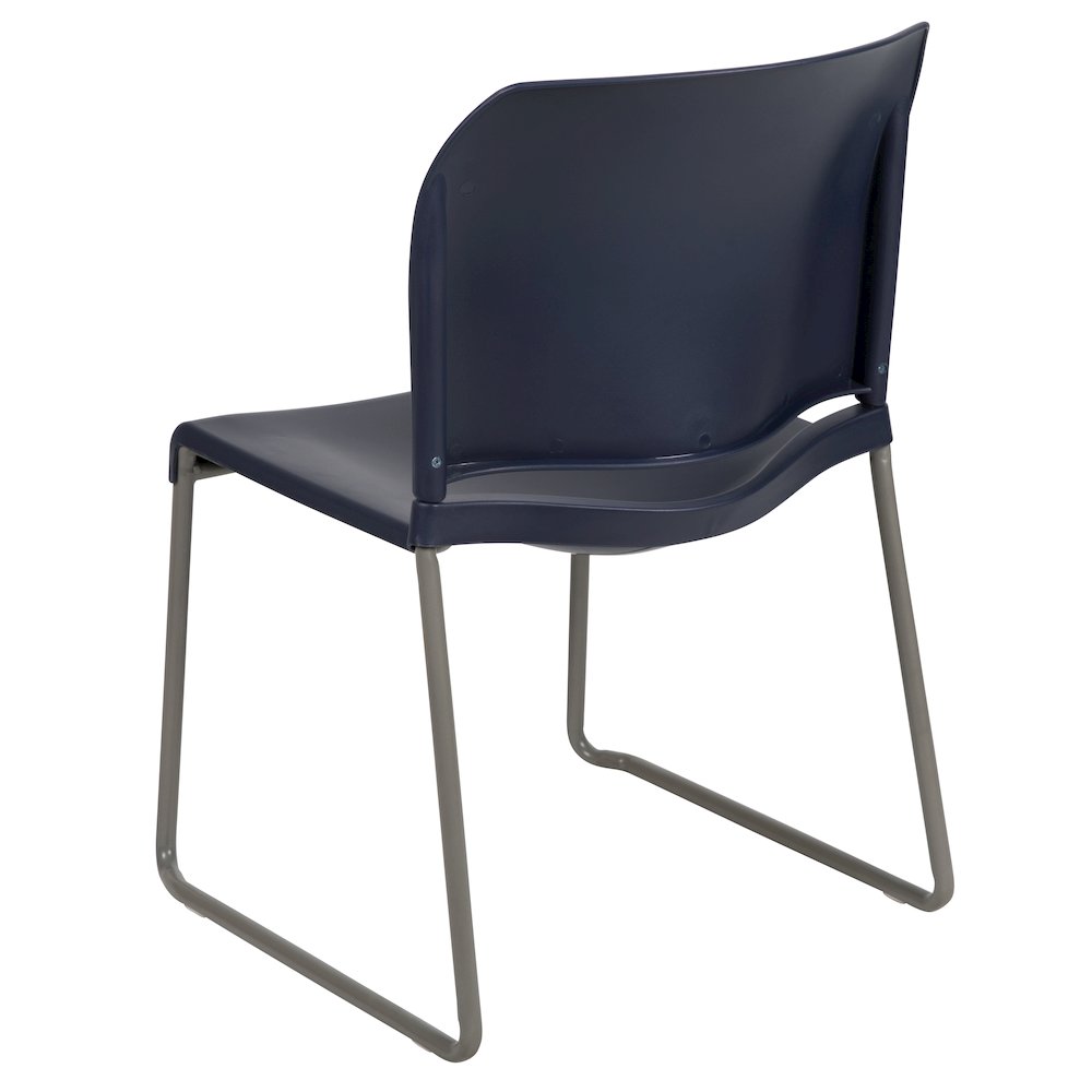 Navy Full Back Contoured Stack Chair with Gray Powder Coated Sled Base
