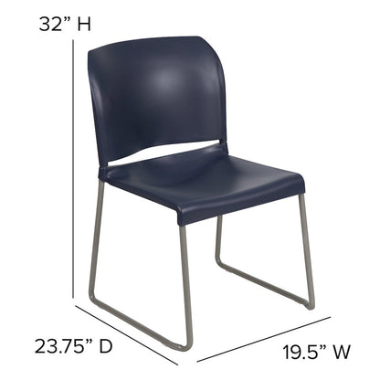 Navy Full Back Contoured Stack Chair with Gray Powder Coated Sled Base