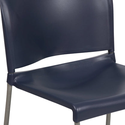 Navy Full Back Contoured Stack Chair with Gray Powder Coated Sled Base