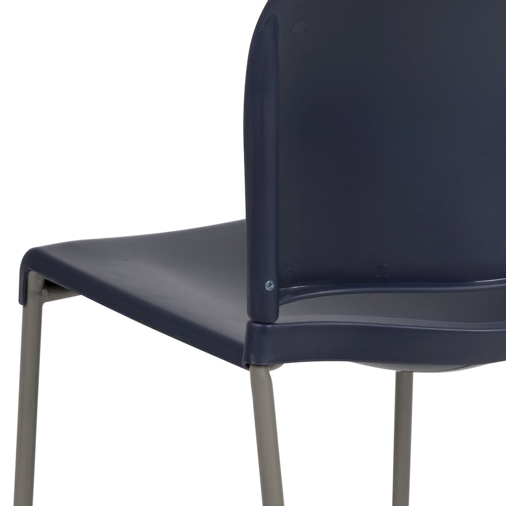 Navy Full Back Contoured Stack Chair with Gray Powder Coated Sled Base