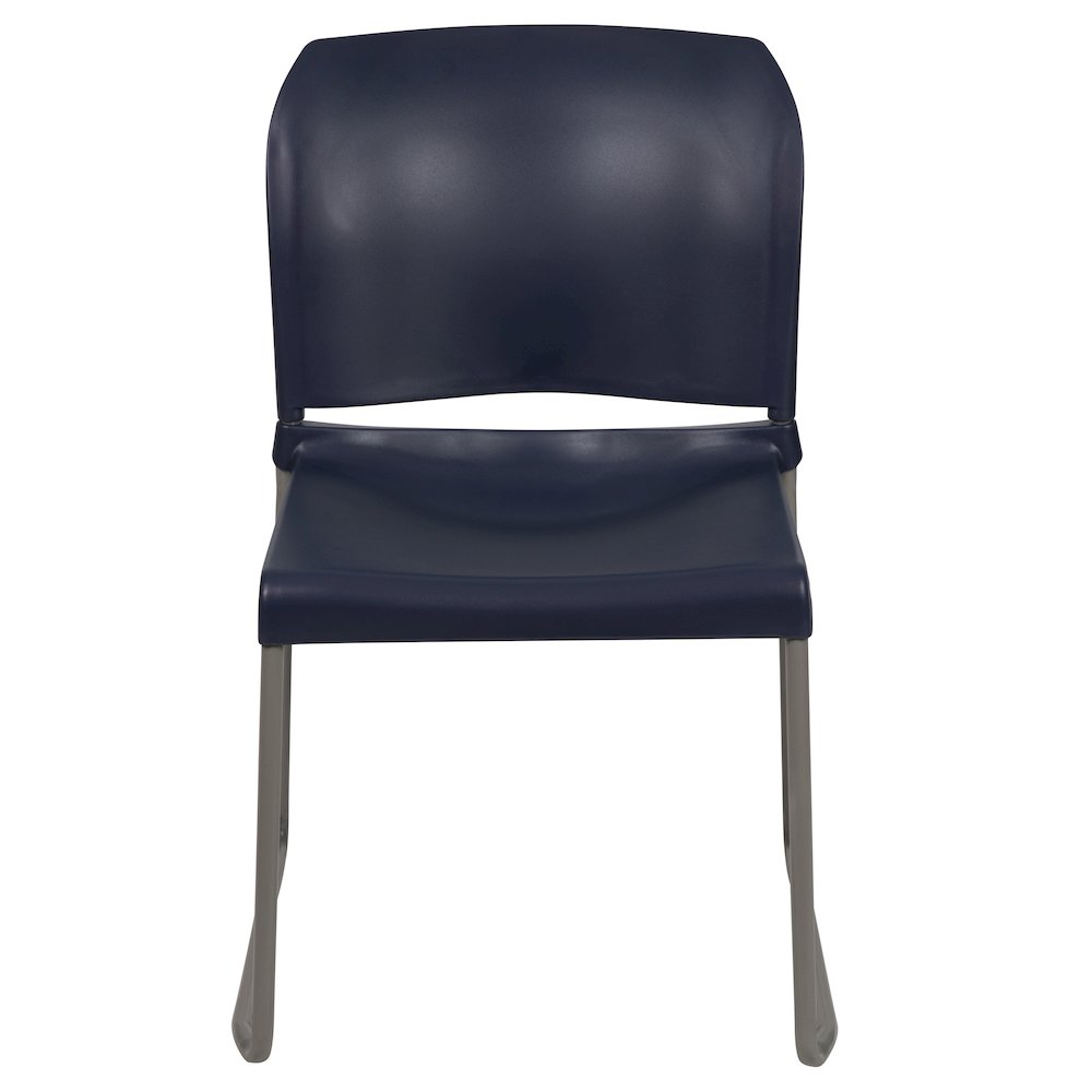 Navy Full Back Contoured Stack Chair with Gray Powder Coated Sled Base