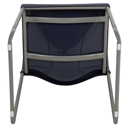HERCULES Series 880 lb. Capacity Navy Full Back Contoured Stack Chair with Gray Powder Coated Sled Base