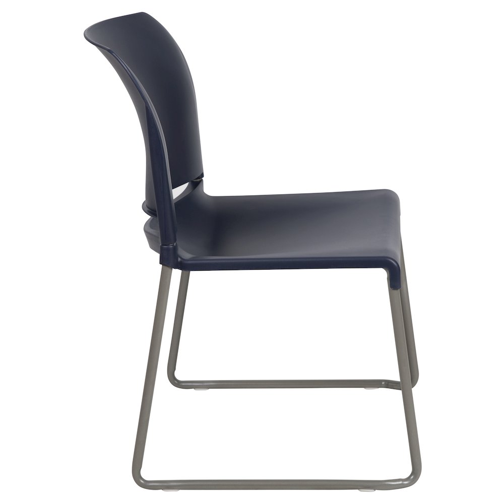 Navy Full Back Contoured Stack Chair with Gray Powder Coated Sled Base