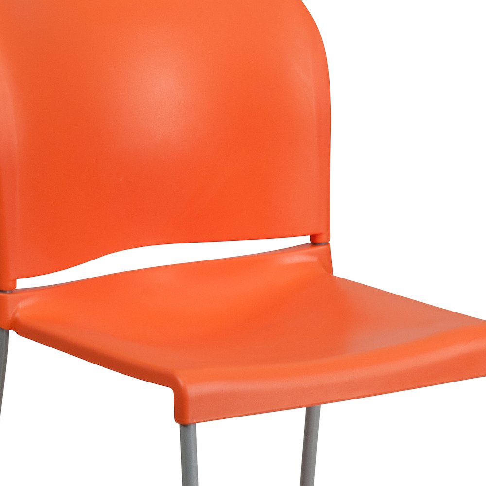 Orange Full Back Contoured Stack Chair with Gray Powder Coated Sled Base