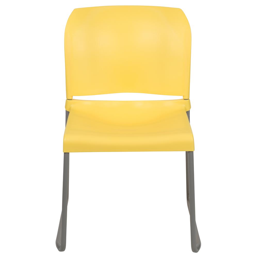 HERCULES Series 880 lb. Capacity Yellow Full Back Contoured Stack Chair with Gray Powder Coated Sled Base