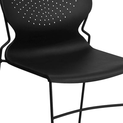 661 lb. Capacity Black Full Back Stack Chair with Black Powder Coated Frame