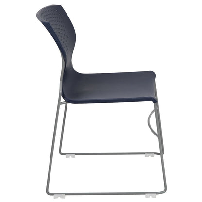 661 lb. Capacity Navy Full Back Stack Chair with Gray Powder Coated Frame