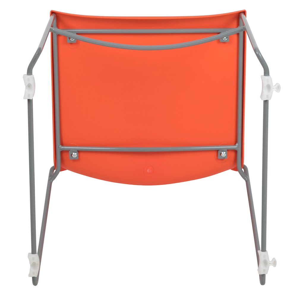 661 lb. Capacity Orange Full Back Stack Chair with Gray Powder Coated Frame
