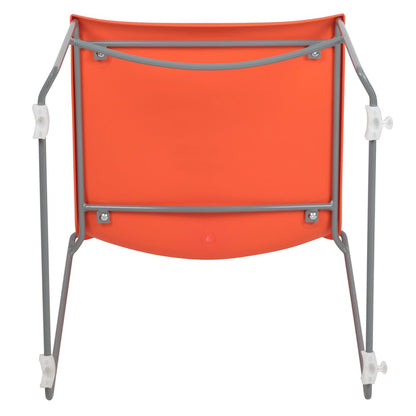 661 lb. Capacity Orange Full Back Stack Chair with Gray Powder Coated Frame