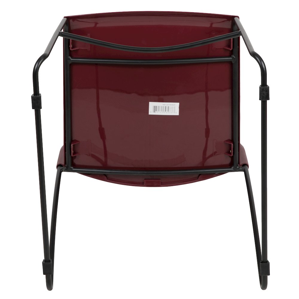Burgundy Stack Chair with Air-Vent Back and Black Powder Coated Sled Base