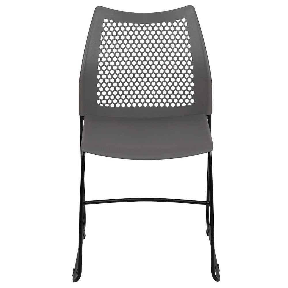 Gray Stack Chair with Air-Vent Back and Black Powder Coated Sled Base