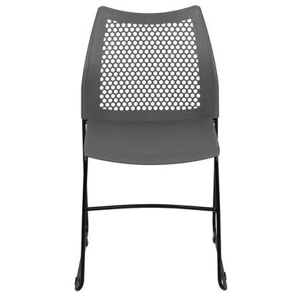 Gray Stack Chair with Air-Vent Back and Black Powder Coated Sled Base
