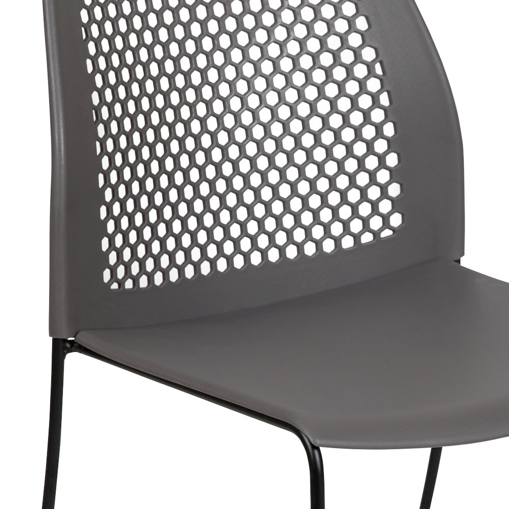 Gray Stack Chair with Air-Vent Back and Black Powder Coated Sled Base