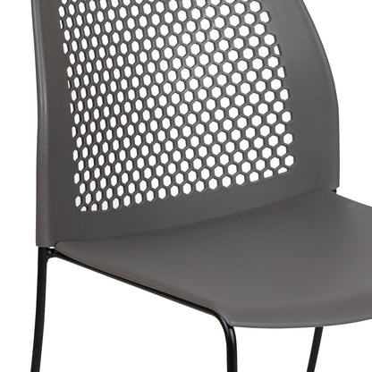 Gray Stack Chair with Air-Vent Back and Black Powder Coated Sled Base