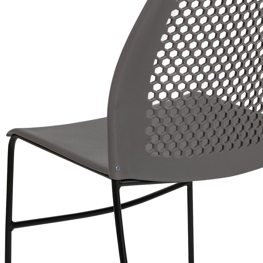 Gray Stack Chair with Air-Vent Back and Black Powder Coated Sled Base
