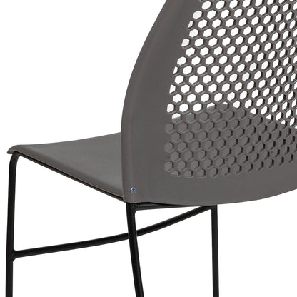 Gray Stack Chair with Air-Vent Back and Black Powder Coated Sled Base