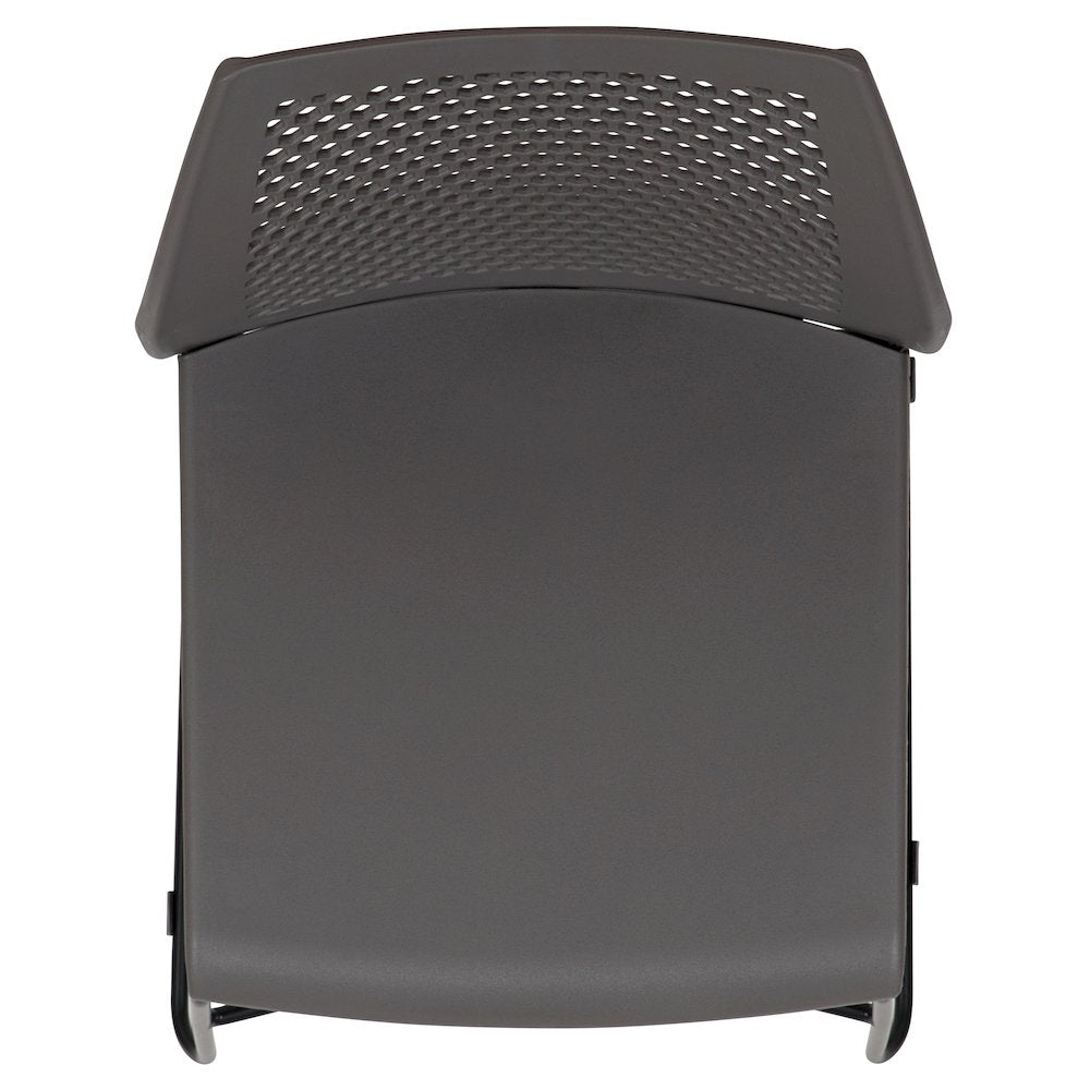 Gray Stack Chair with Air-Vent Back and Black Powder Coated Sled Base
