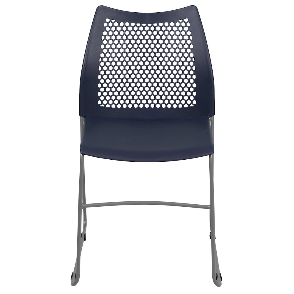 HERCULES Series 661 lb. Capacity Navy Stack Chair with Air-Vent Back and Gray Powder Coated Sled Base