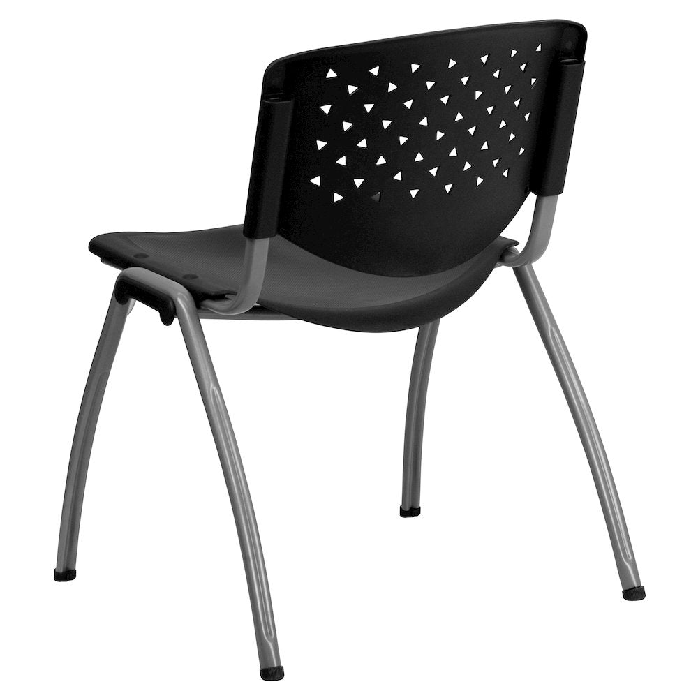 Black Plastic Stack Chair with Titanium Gray Powder Coated Frame