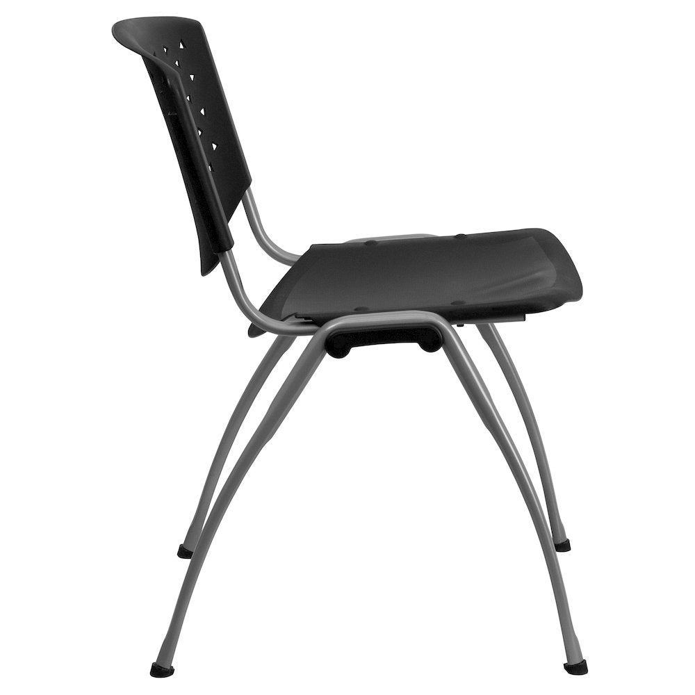 Black Plastic Stack Chair with Titanium Gray Powder Coated Frame