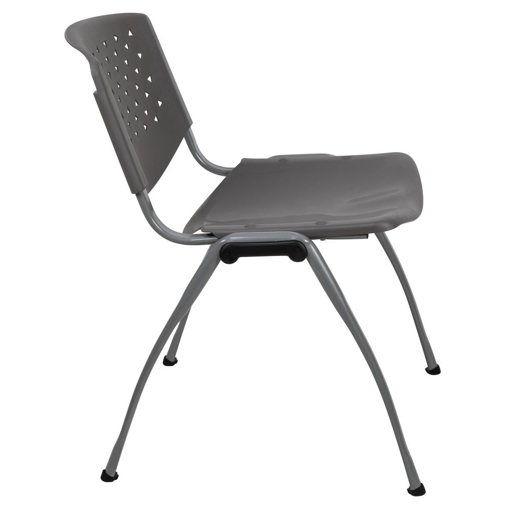 HERCULES Series 880 lb. Capacity Gray Plastic Stack Chair with Titanium Gray Powder Coated Frame