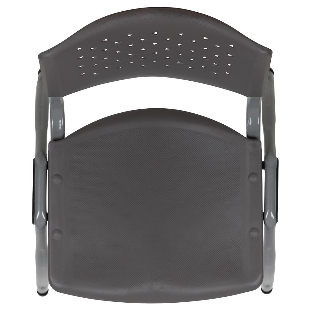 HERCULES Series 880 lb. Capacity Gray Plastic Stack Chair with Titanium Gray Powder Coated Frame