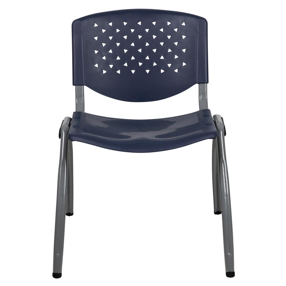HERCULES Series 880 lb. Capacity Navy Plastic Stack Chair with Titanium Gray Powder Coated Frame