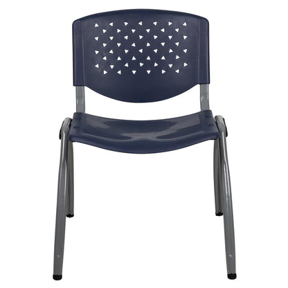 HERCULES Series 880 lb. Capacity Navy Plastic Stack Chair with Titanium Gray Powder Coated Frame