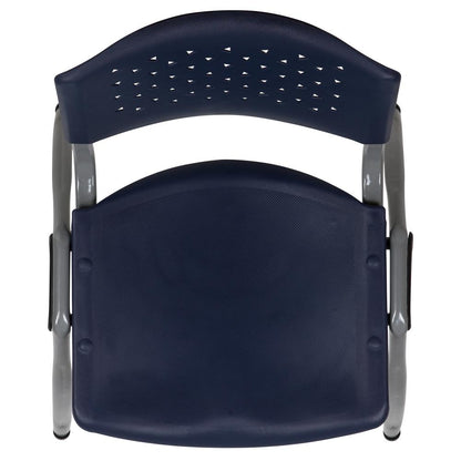 HERCULES Series 880 lb. Capacity Navy Plastic Stack Chair with Titanium Gray Powder Coated Frame