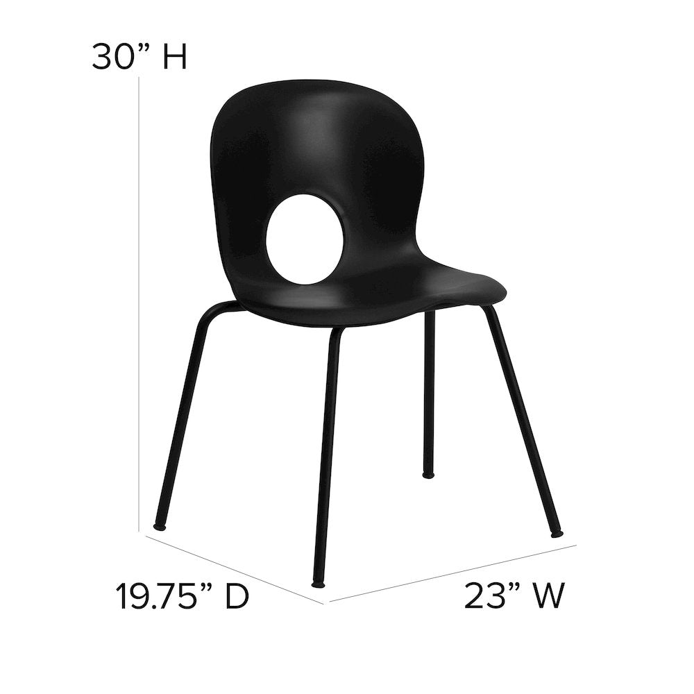 770 lb. Capacity Designer Black Plastic Stack Chair with Black Frame