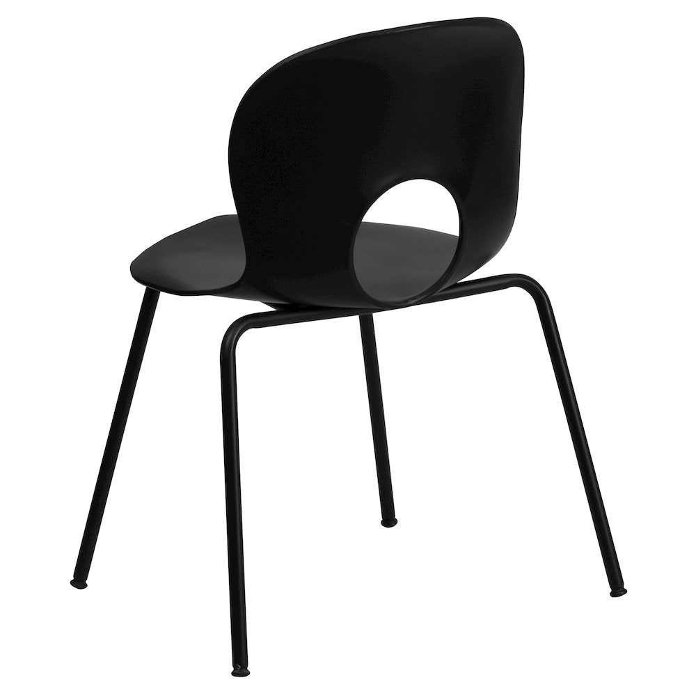 770 lb. Capacity Designer Black Plastic Stack Chair with Black Frame