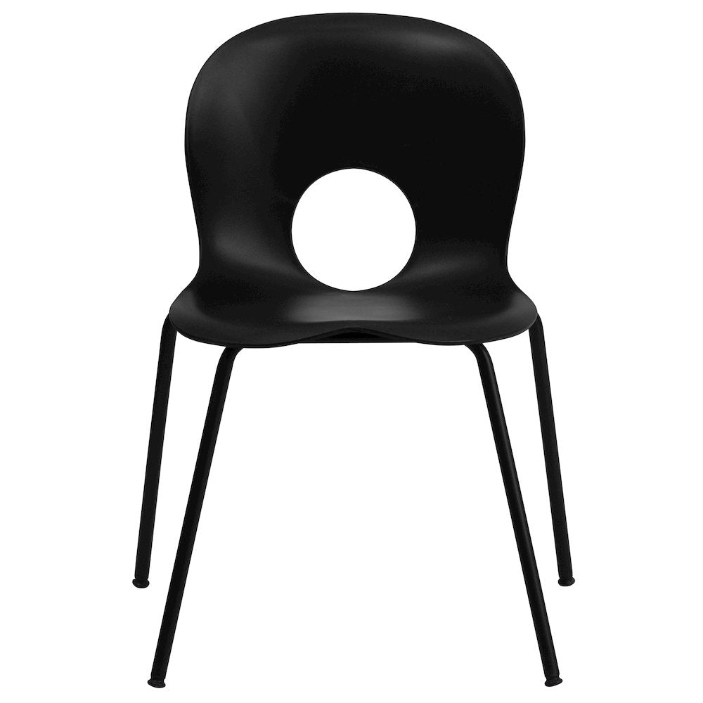 770 lb. Capacity Designer Black Plastic Stack Chair with Black Frame