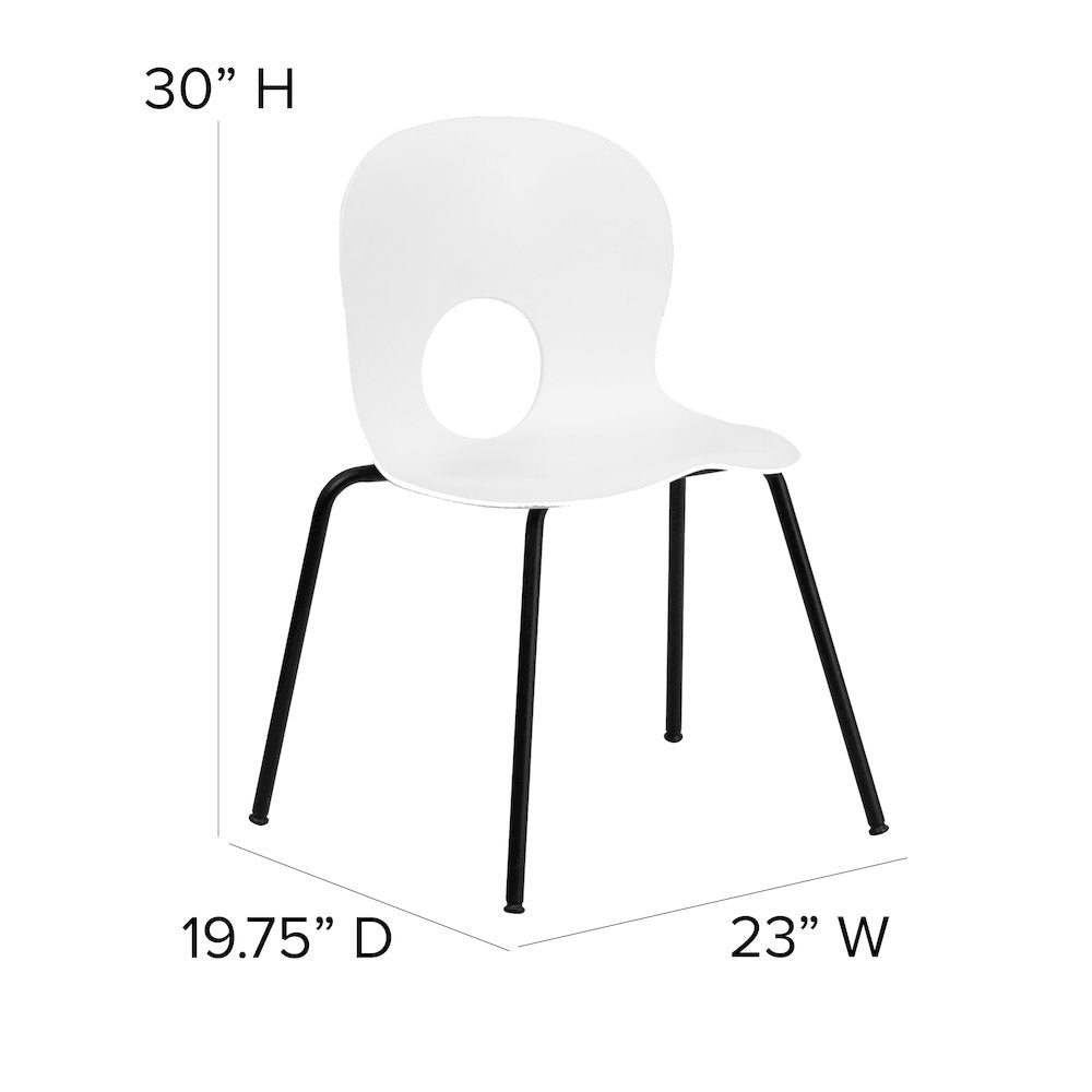770 lb. Capacity Designer White Plastic Stack Chair with Black Frame