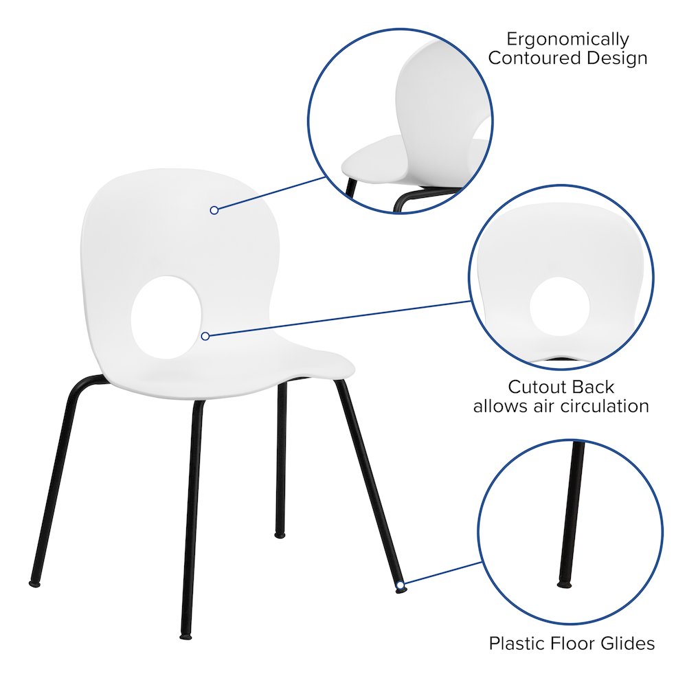 770 lb. Capacity Designer White Plastic Stack Chair with Black Frame