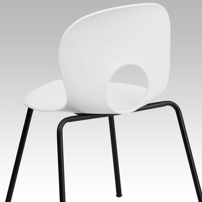 770 lb. Capacity Designer White Plastic Stack Chair with Black Frame
