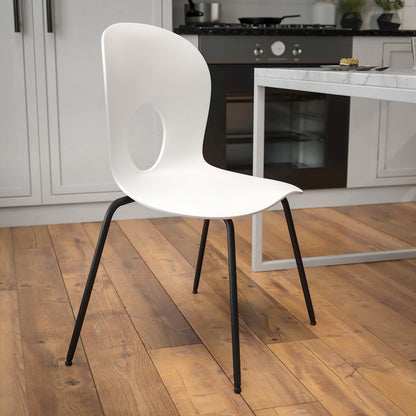 770 lb. Capacity Designer White Plastic Stack Chair with Black Frame