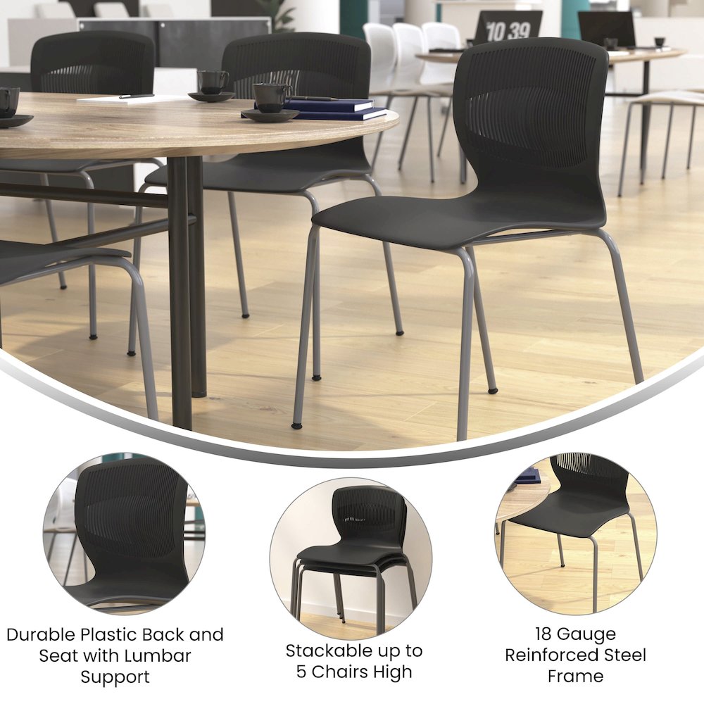 Modern Commercial Grade Stacking Chair with Lumbar Support