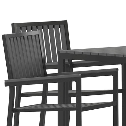 5 Piece Table and Chairs with Black Poly Resin Slatted Backs and Seats