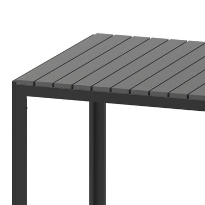 Black Steel Patio Dining Table for 4 with Black Poly Resin Slatted Top
