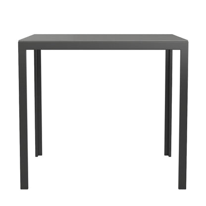 Black Steel Patio Dining Table for 4 with Black Poly Resin Slatted Top