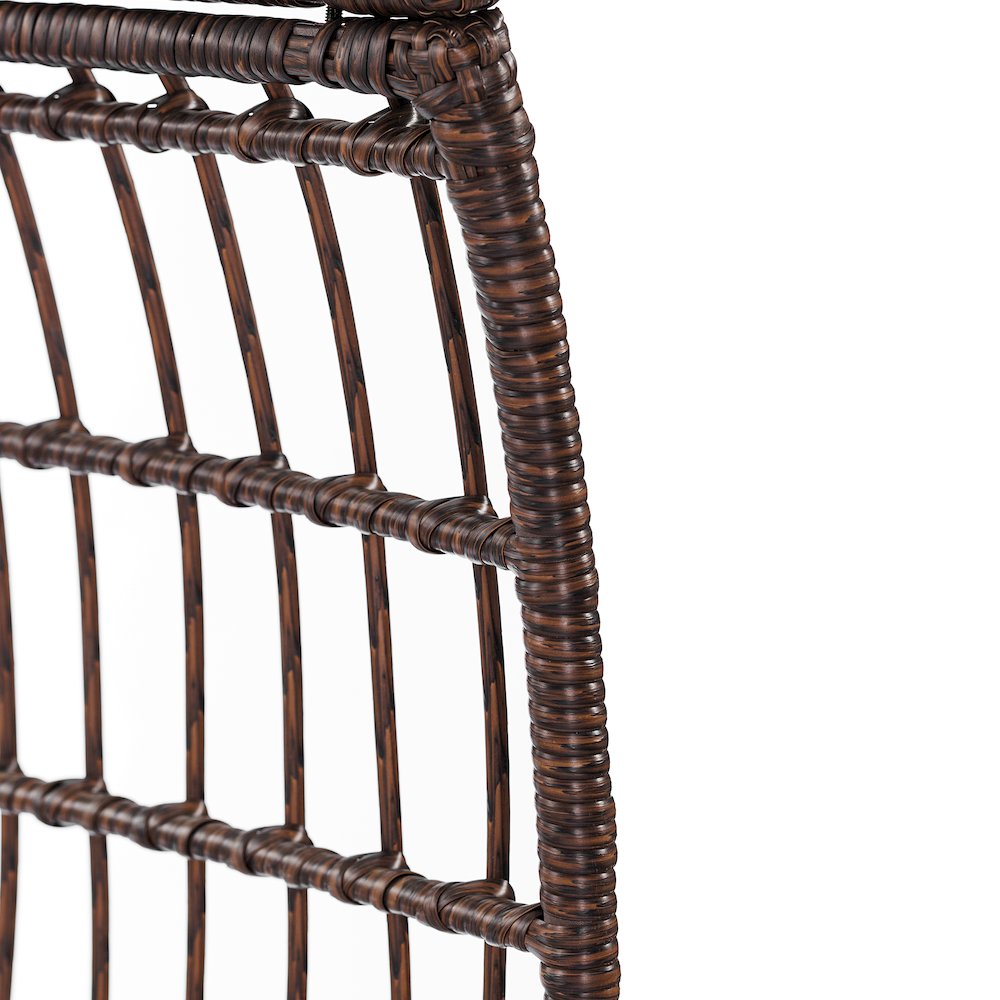 Oversized Wicker Egg Swivel Lounge Chair, Cream Cushions/Brown Frame