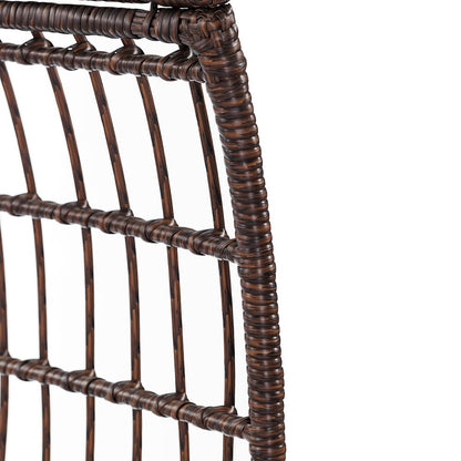 Oversized Wicker Egg Swivel Lounge Chair, Cream Cushions/Brown Frame