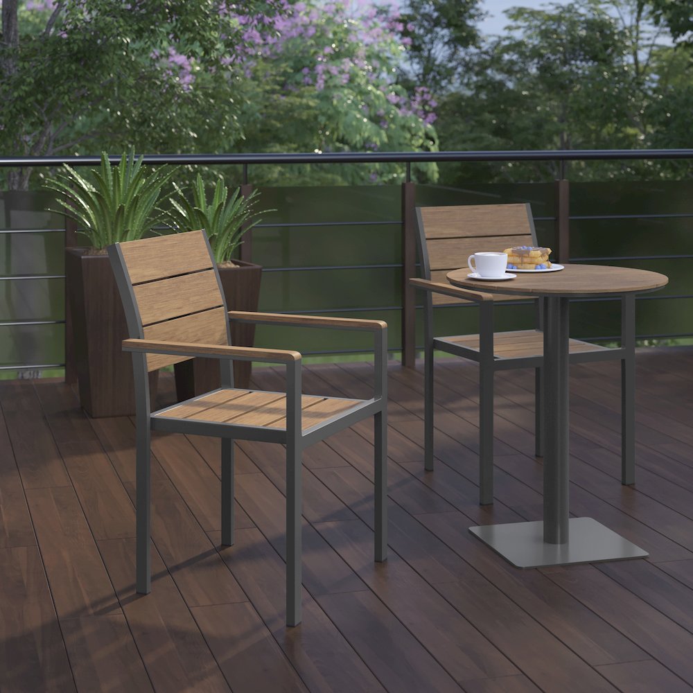 Modern Commercial Grade Patio Chair with Arms