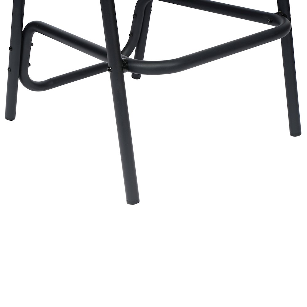 Rattan Restaurant Barstool with Black Aluminum Frame and Footrest, Medium Brown