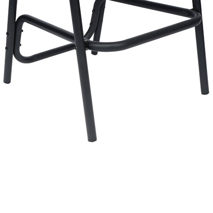 Rattan Restaurant Barstool with Black Aluminum Frame and Footrest, Medium Brown