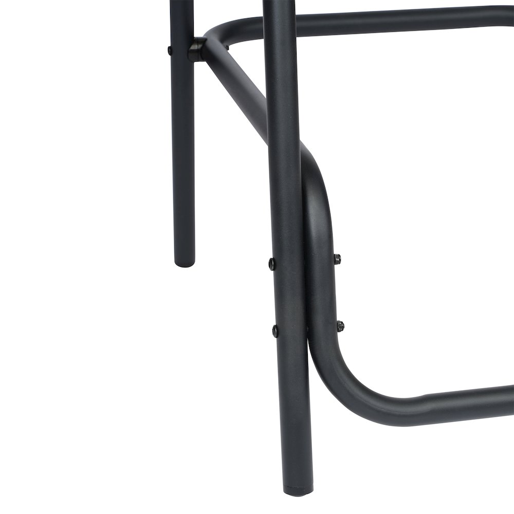 Rattan Restaurant Barstool with Black Aluminum Frame and Footrest, Medium Brown